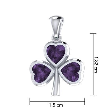 The unsurpassed fascination in a Shamrock ~ Sterling Silver Jewelry Small Pendant with Gemstones TPD3563 - Jewelry
